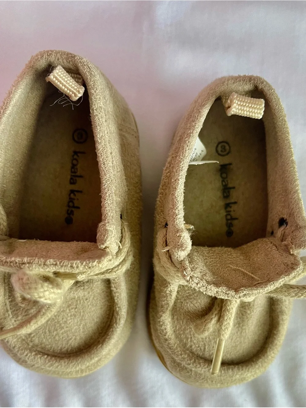 Koala Kids Beige Suede Moccasin Shoes for Toddlers